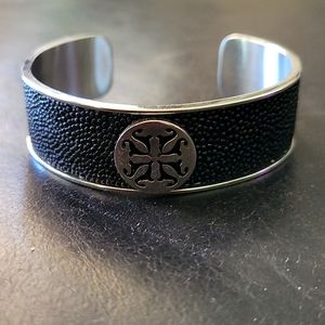 Rustic Cuff silver and black cuff bracelet